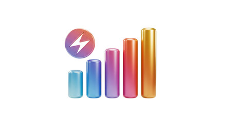 Isolated Rising Bar Graph with Lightning Bolt