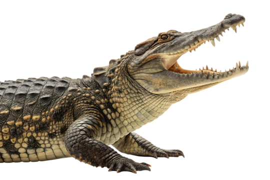 crocodile isolated on white background ,include clipping path AI Generated by PNG