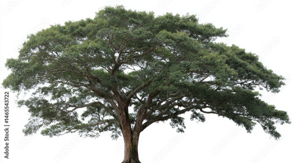 Aufkleber frontal view of a digitally rendered broad-canopy tree showcasing vibrant green leaves and intricate