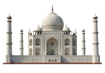Taj mahal in agra, india, isolated on white background, front view