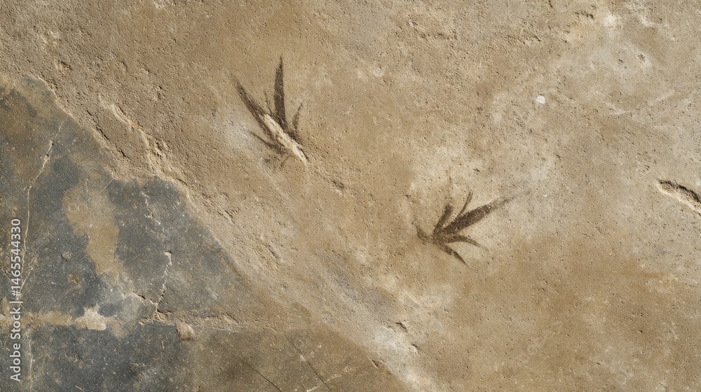 Poster Frontal view of a weathered concrete surface featuring subtle cracks and faint markings, illuminated by soft afternoon light, providing a sense of age and character