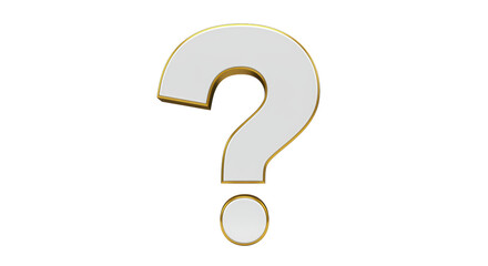 Isolated White Question Mark Symbol with Golden Edge