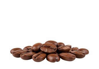 Roasted arabica coffee beans isolated on white background closeup view