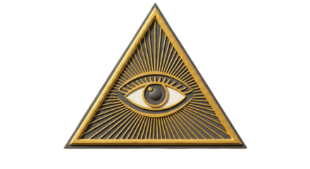 Isolated All-Seeing Eye Symbol in a Triangle with Rays of Light for Awareness