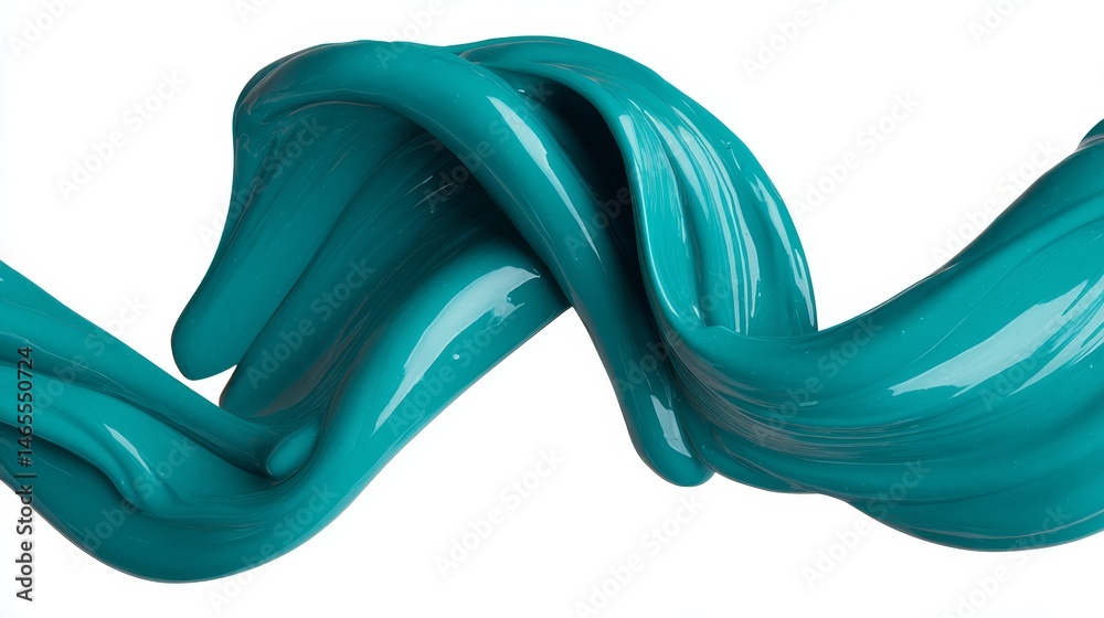 Aufkleber A vibrant splash of turquoise liquid forms a beautiful swirl with a hollow center, creating a striking visual on a crisp white background, ideal for creative projects