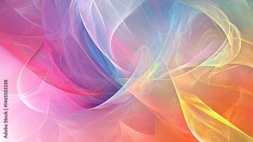 Poster Colorful abstract waves flowing and blending seamlessly