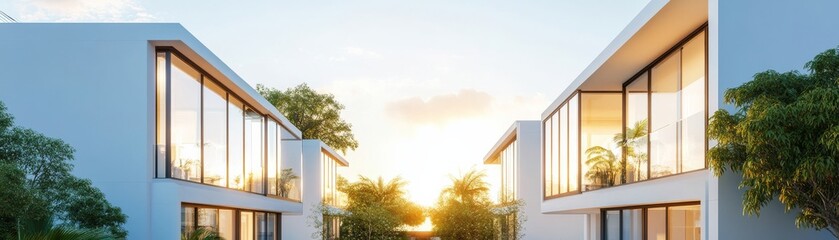 Modern White Villas with Sunset View,Architecture ,Design