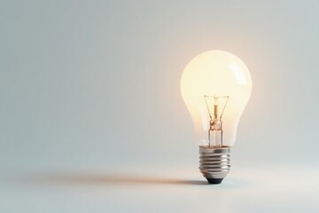 Single lightbulb against pure white background, inspiration, creativity