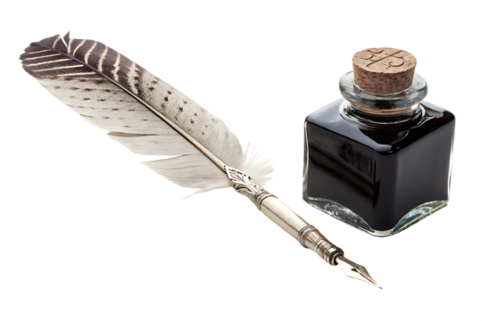 feather pen and ink isolated AI Generated By PNG
