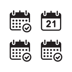 A flat vector set of calendar icons features date, day, month, and year symbols for business, web, and event design
