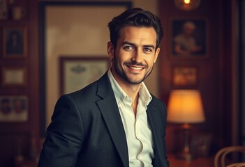 Fototapeta premium Retro male portrait with vintage aesthetic