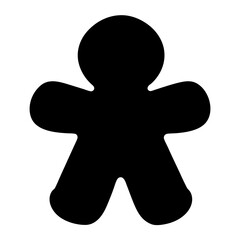 Solid black gingerbread man silhouette on a white background for holiday designs