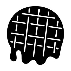 Delicious waffle graphic with dripping syrup in bold black and white