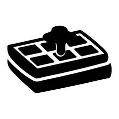 Stylized waffle with topping illustration for breakfast or dessert treat icon