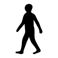 Silhouette of a Walking Person in Black on a White Background