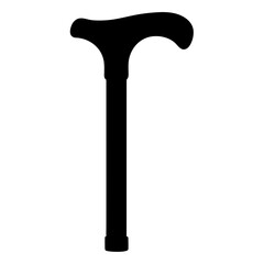 Elegant Black Silhouette of a Classic THandle Walking Cane for Support