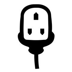 Power cord plug silhouette for electrical connection to outlet for device