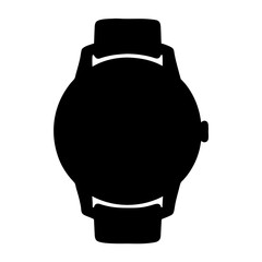 Black Silhouette of a Wristwatch with Round Face and Band Details