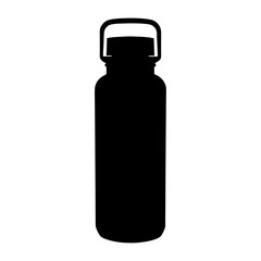 Black silhouette of a reusable water bottle with carrying handle