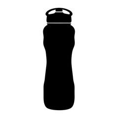 Silhouette of a reusable water bottle with a fliptop lid and carrying handle