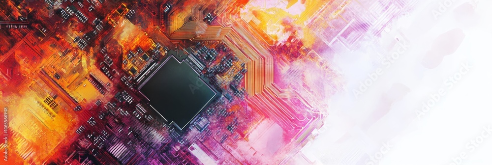 Poster abstract circuit board design - vivid abstract of a circuit board, showcasing intricate pathways and