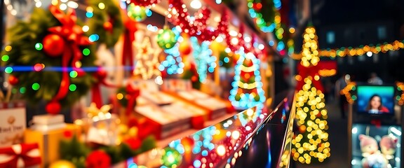 Fototapeta premium display of christmas lights in a store