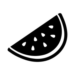 Simple silhouette icon illustration of a watermelon slice with seeds inside