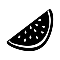 Minimalist black and white slice of watermelon with seeds illustration vector