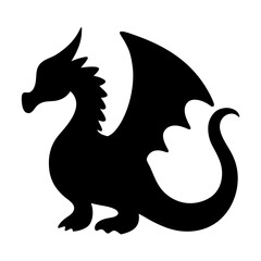 Fototapeta premium Majestic Dragon Silhouette with Sprawling Wings and Curled Tail Illustration