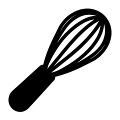 Black and white whisk kitchen utensil design, cooking preparation instrument art