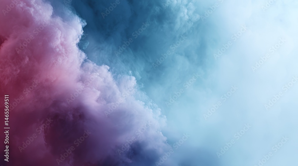 Poster a wide shot captures abstract clouds in pastel hues of blue and pink, emitting an ethereal glow that