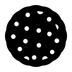 Black and White Cookie with Scattered White Spots on a White Background