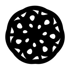 Abstract Black and White Circular Design with Radial and Oval Elements
