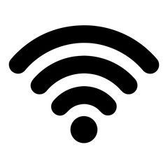 Iconic WiFi Symbol in Black on White Background Emitting Wireless Signals