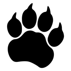 A Big Cat Paw Print Illustration in Silhouette on a White Background © pixostudio