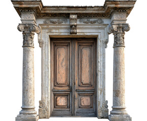 Fototapeta premium Historic architectural doorway classic style elegant design outdoors isolated on transparent background