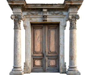 Historic architectural doorway classic style elegant design outdoors isolated on transparent background