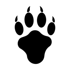 Single black animal paw print on a white background illustration vector