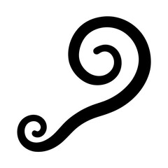 Elegant Black and White Fern Frond Unfurling into a Graceful Spiral Shape