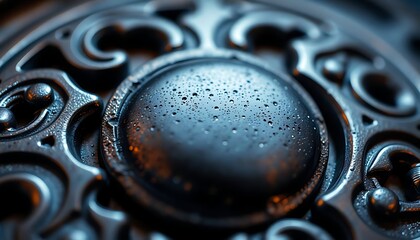 Obraz premium close up of a metal object with drops of water on it