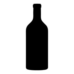 A Simple Black Silhouette of a Wine Bottle on a White Background