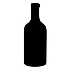Black silhouette of a wine bottle against a plain white background