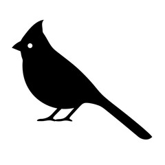 Silhouette of a Cardinal Bird with its Iconic Crest and Long Tail