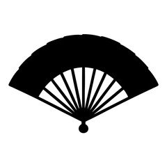 Simple black silhouette of a folding fan, a traditional cultural item