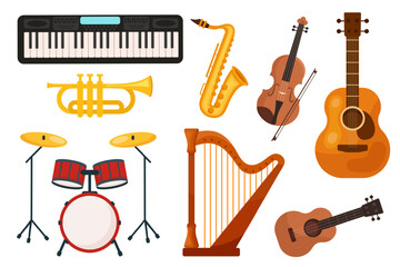 Musical Instruments  Vector Set - different music equipment.