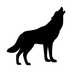 Isolated black wolf silhouette vector, a wild canine predator animal illustration