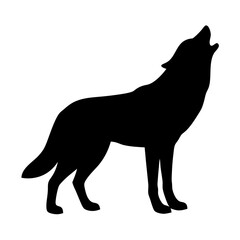 Isolated black wolf silhouette vector, a wild canine predator animal illustration