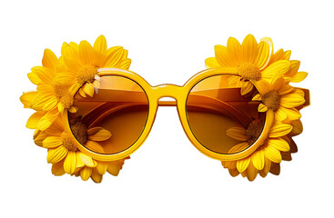 yellow flower sunglasses on a transparent background