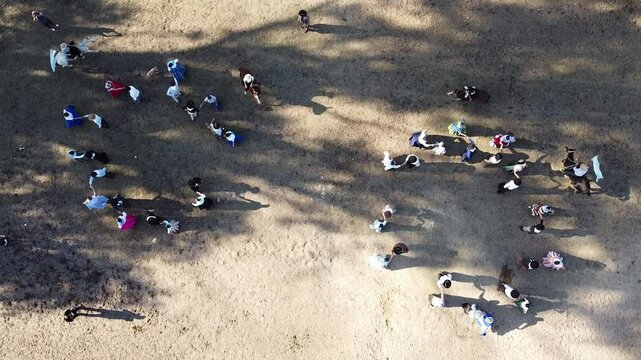 
Argentine folk dance at national holiday filmed with drone
