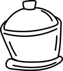 Traditional ceramic bowl line art Chinese New Year vector illustration